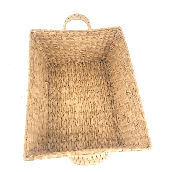 SOLD Boho Woven Storage Basket with Handles - Picture 5 of 8